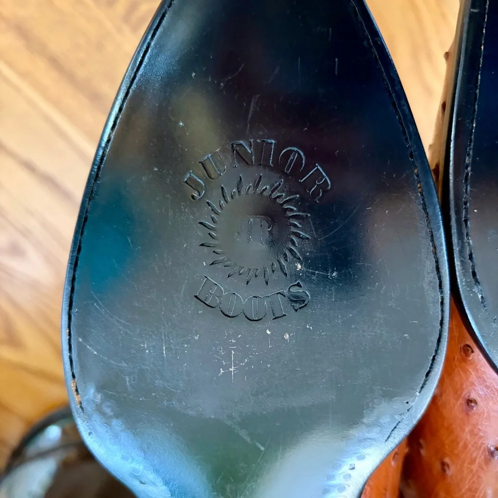 Men’s Cowboy Ostrich Boots Men’s Size 27.5 Mex 9 US Embroidered Made in Mexico - Picture 6 of 8